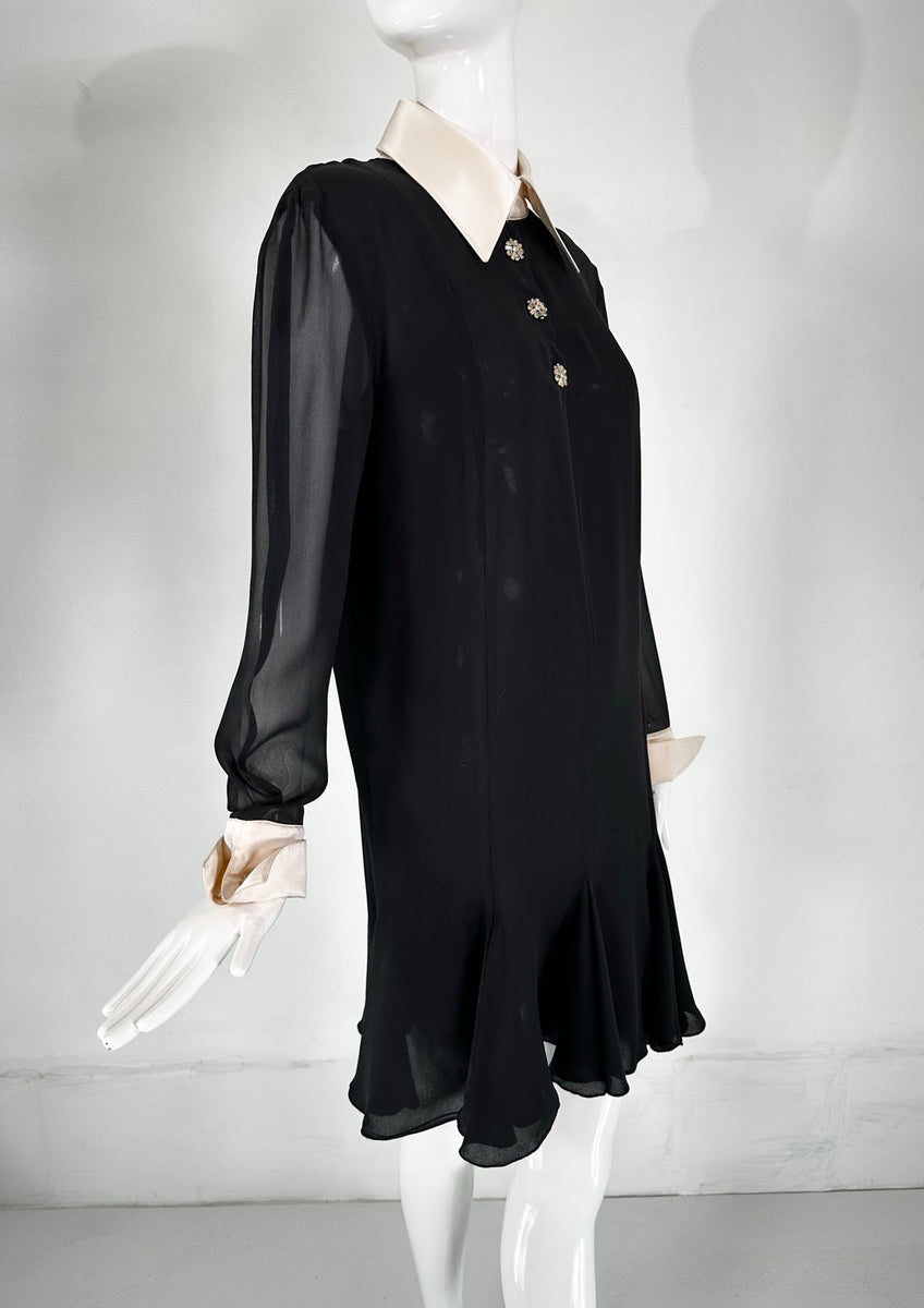 blue dress for baby girl SOLD Christian Lacroix Black Silk Chiffon Dress With Off White Silk Co –  Palm Beach Vintage