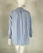 Chanel S/S 1995 Blue & White Cotton Check Long Sleeve Button Front Blouse
