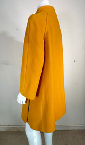 1960s Space Age Mod Bright Tangerine Wool Twill Side Zipper Coat