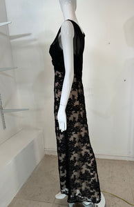 SOLD Bob Mackie Black Chiffon & Beaded Black Lace Evening Gown 10