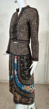Koos van den Akker Wool & Quilted Cotton Print Cropped Jacket & Skirt Set 1970s