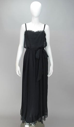 Adele Simpson Black Chiffon Pleated Maxi Dress 1970s – Palm Beach Vintage