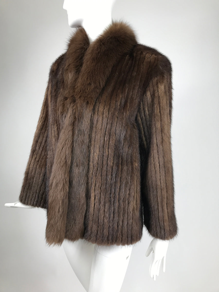 SAGA Chestnut Mink Jacket with Fox Fur Collar & Facing – Palm