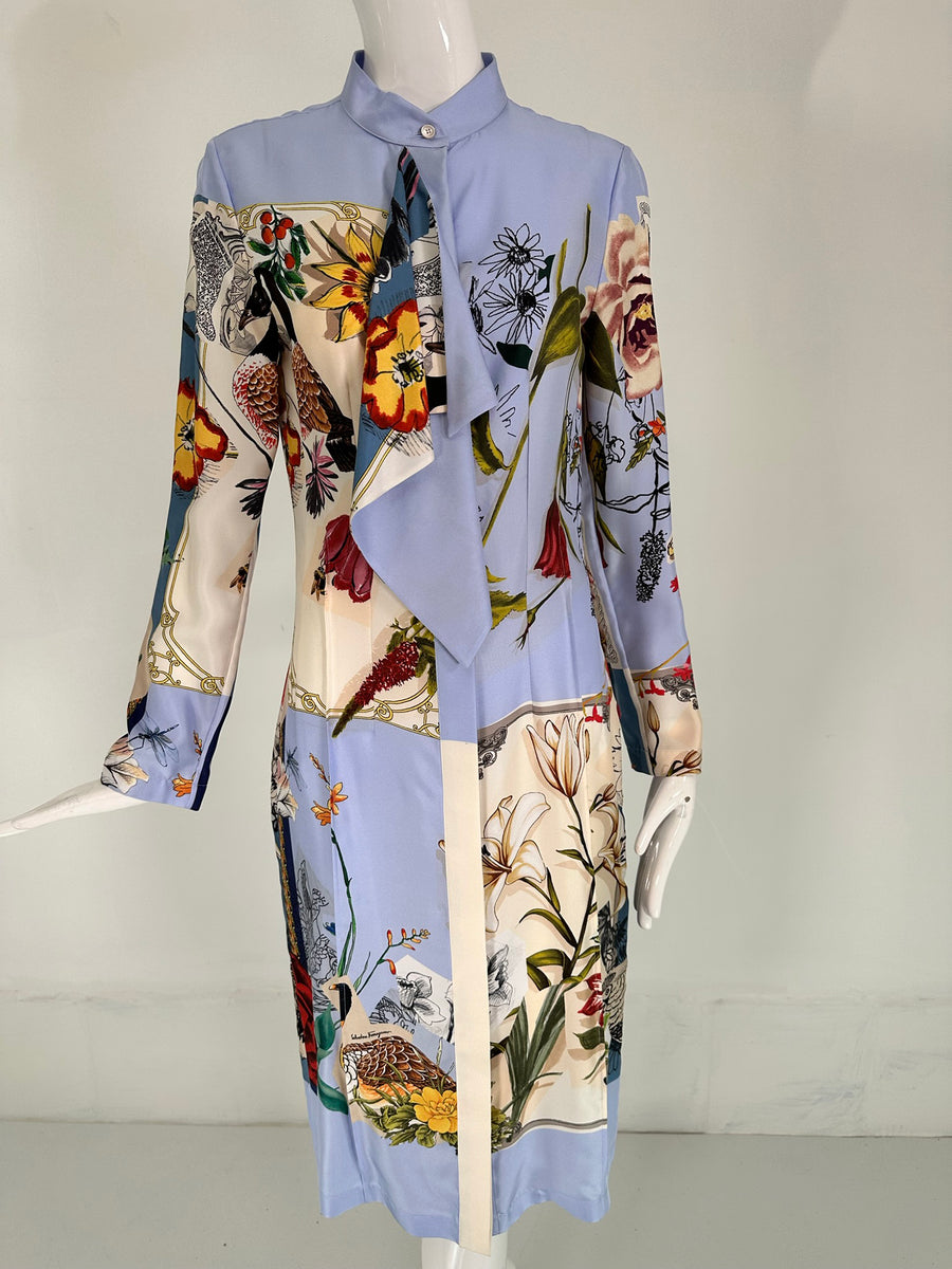 SOLD Salvatore Ferragamo Floral Silk Print Placket Front Dress 40 Unwo –  Palm Beach Vintage