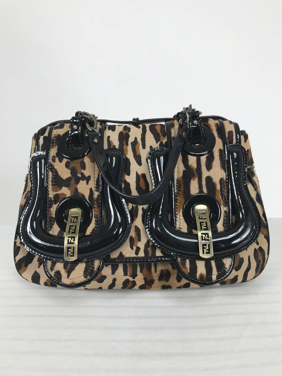 SOLD Fendi Leopard Print Calf Hair and Black Patent Leather  display picture 2