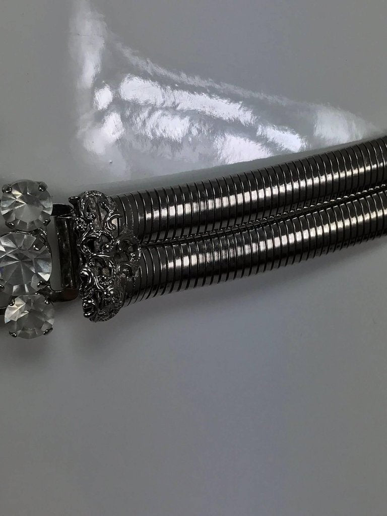 Schreiner Vintage Silver Crystal Rhinstone Butterfly Stretch Belt VINTAGE SCHREINER Butterfly Lucite Rhinestones CRYSTAL  main image 4