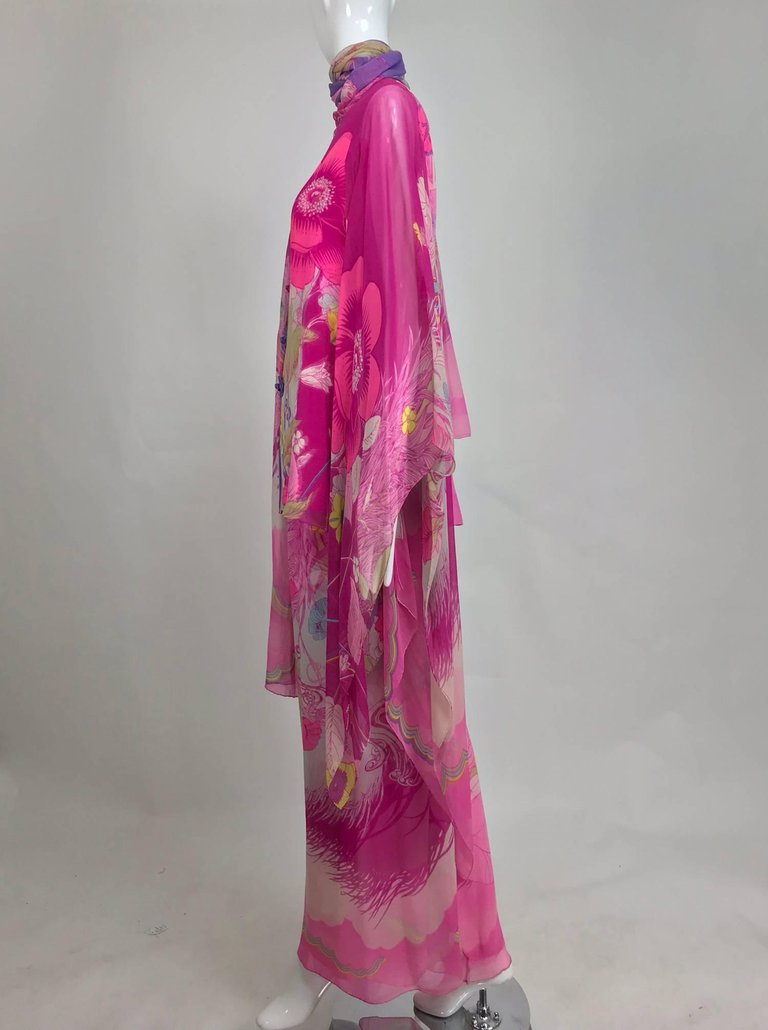 SOLD Hanae Mori pink floral silk kimono evening set 1960s – Palm Beach  Vintage