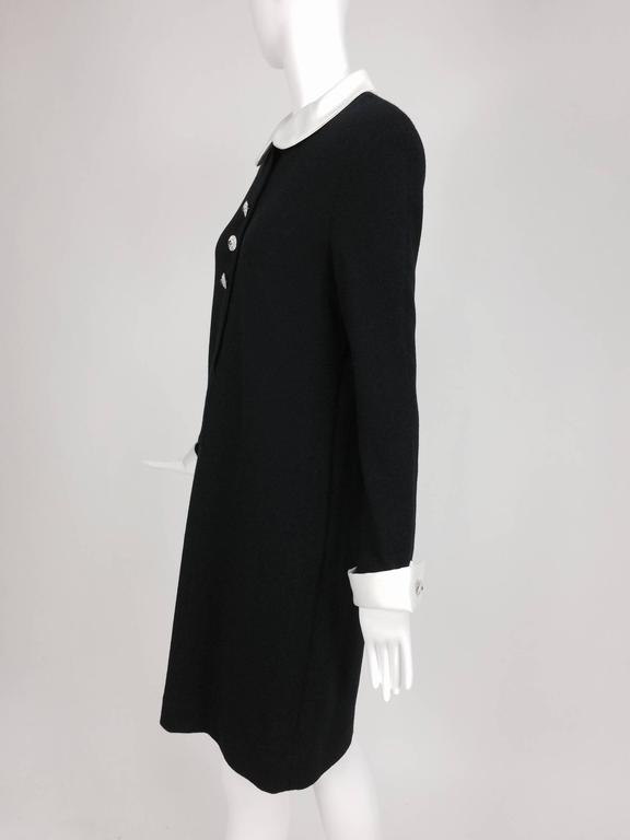 SOLD Adolfo Black Knit Mod Dress With White Satin Collar & Cuffs 1970s Palm Beach Vintage SOLD Adolfo Black Knit Mod Dress With White Satin Collar & Cuffs 1970s Palm Beach Vintage