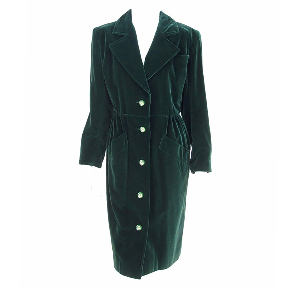 Yves Saint Laurent Rive Gauche Forest Green Velvet Coat or Dress ...