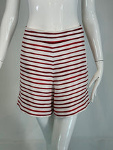 Loro Piana Red & White Horizontal Stripe Linen Full Leg Shorts 42