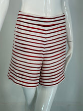 Loro Piana Red & White Horizontal Stripe Linen Full Leg Shorts 42