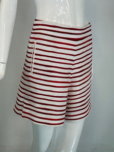 Loro Piana Red & White Horizontal Stripe Linen Full Leg Shorts 42