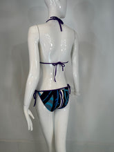 Emilio Pucci Purple Black White Blue & Grey Print 2 Piece String Bikini 44