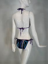 Emilio Pucci Purple Black White Blue & Grey Print 2 Piece String Bikini 44