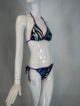 Emilio Pucci Purple Black White Blue & Grey Print 2 Piece String Bikini 44