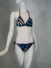 Emilio Pucci Purple Black White Blue & Grey Print 2 Piece String Bikini 44