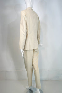 Jil Sander Off White Cotton Single Breasted Patch Pocket Jacket & Pant Set 38