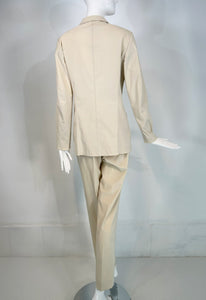 Jil Sander Off White Cotton Single Breasted Patch Pocket Jacket & Pant Set 38