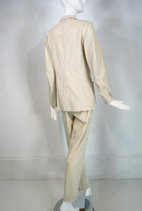 Jil Sander Off White Cotton Single Breasted Patch Pocket Jacket & Pant Set 38