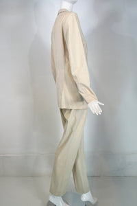 Jil Sander Off White Cotton Single Breasted Patch Pocket Jacket & Pant Set 