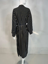 Giorgio Armani Black & White Stripe Silk Crepe Kimono Sleeve Wrap Robe 40