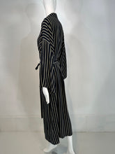 Giorgio Armani Black & White Stripe Silk Crepe Kimono Sleeve Wrap Robe 40