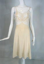 1930s Hand Made Cream Silk Chiffon Bobbin Lace Applique & Embroidered Slip