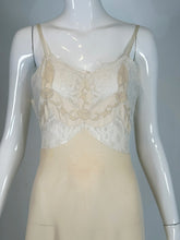 1930s Hand Made Cream Silk Chiffon Bobbin Lace Applique & Embroidered Slip