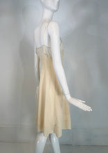 1930s Hand Made Cream Silk Chiffon Bobbin Lace Applique & Embroidered Slip