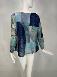 Issey Miyake Pleats Please Blue Grey Modernist Long Sleeve Top 5