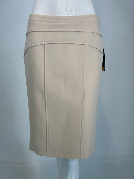 Versace Double Face Cream Wool Tube Skirt Unworn with Tag 1990s 38