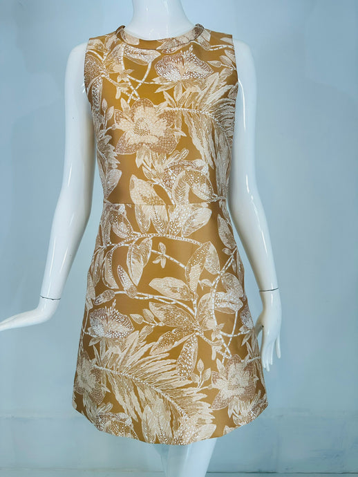 Chloe Ochre & white Floral Print Sleeveless Mini Dress with Pockets 34