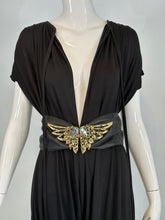 Norma Kamali 1980s Balloon/Leggins Plunge Neck Black Jersey Jumpsuit OSFM
