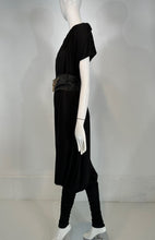 Norma Kamali 1980s Balloon/Leggins Plunge Neck Black Jersey Jumpsuit OSFM