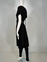 Norma Kamali 1980s Balloon/Leggins Plunge Neck Black Jersey Jumpsuit OSFM