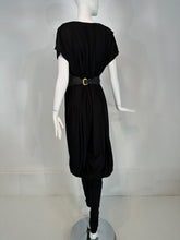 Norma Kamali 1980s Balloon/Leggins Plunge Neck Black Jersey Jumpsuit OSFM