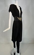 SOLD Norma Kamali 1980s Balloon/Leggins Plunge Neck Black Jersey Jumpsuit OSFM