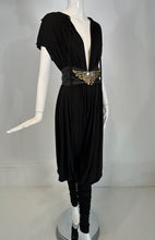 SOLD Norma Kamali 1980s Balloon/Leggins Plunge Neck Black Jersey Jumpsuit OSFM
