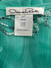 Oscar de la Renta S/S 13 Aqua Silk Embroidered & Appliqued Caftan & Slip XS