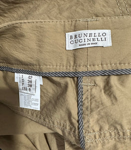Brunello Cucinelli Lightweight Cotton Khaki Super Wide Leg Jean Style Trouser 6