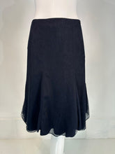 Chanel 2002C Navy Blue Triple Layer Tulle Ruffle Edge Gored Skirt 38
