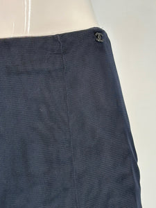 Chanel 2002C Navy Blue Triple Layer Tulle Ruffle Edge Gored Skirt 38