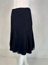 Chanel 2002C Navy Blue Triple Layer Tulle Ruffle Edge Gored Skirt 38
