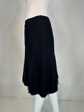 Chanel 2002C Navy Blue Triple Layer Tulle Ruffle Edge Gored Skirt 38