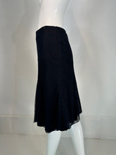 Chanel 2002C Navy Blue Triple Layer Tulle Ruffle Edge Gored Skirt 38