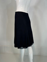 Chanel 2002C Navy Blue Triple Layer Tulle Ruffle Edge Gored Skirt 38