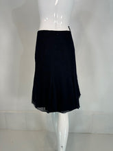 Chanel 2002C Navy Blue Triple Layer Tulle Ruffle Edge Gored Skirt 38
