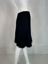 Chanel 2002C Navy Blue Triple Layer Tulle Ruffle Edge Gored Skirt 38