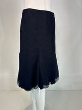 Chanel 2002C Navy Blue Triple Layer Tulle Ruffle Edge Gored Skirt 38