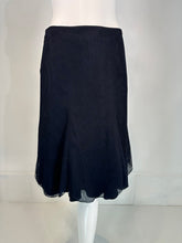 Chanel 2002C Navy Blue Triple Layer Tulle Ruffle Edge Gored Skirt 38